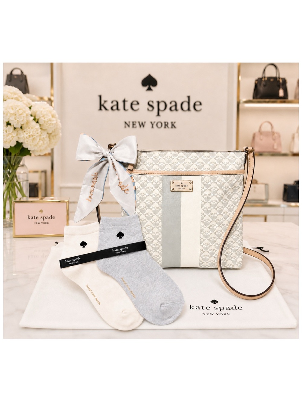 Kate Spade. 5 Piece Set: Penn Place Crossbody & Free Socks, Scarf & Dust Bag.